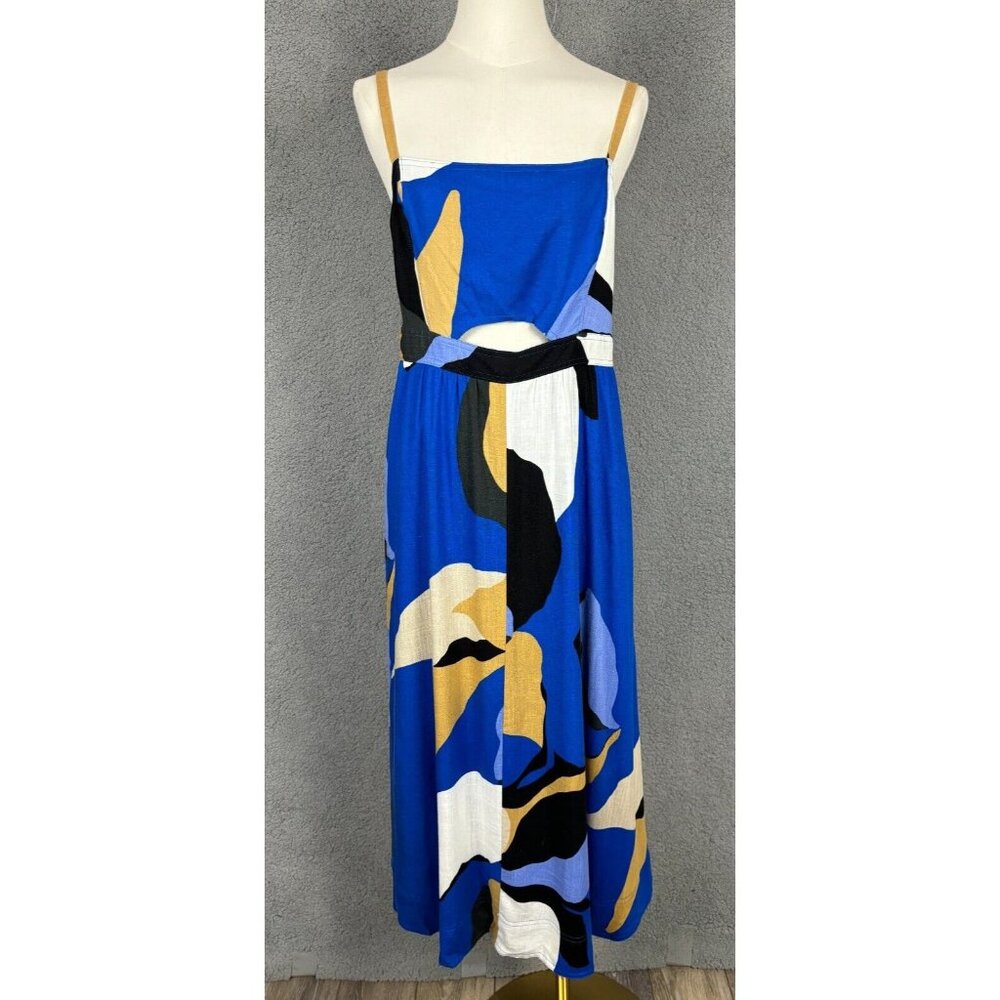 Nine West Women's Cut Out Midi A-Line Dress Patch Work Large Multicolor NWT's.